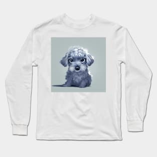 Adorable Cockapoo Puppy Dog. Black and white and illustrative style Long Sleeve T-Shirt